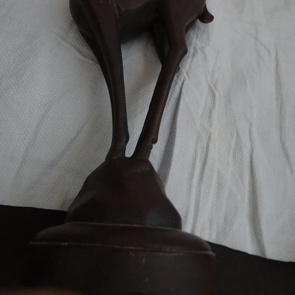 Christmas Giftcraft Inc Wooden Reindeer Candle Holders Statue Dark Solid Wood - Picture 4 of 5